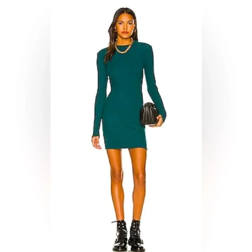 🆕 REVOLVE X MONROW Brushed Thermal Long Sleeve Mock Neck Mini Dress in A… - Picture 2 of 8
